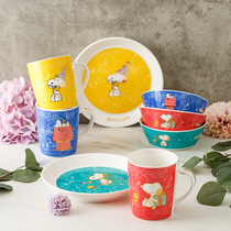 Snoopy New Red Disc Cartoon Mark Cup Sketching Ceramic Cup Home Salad Bowl dinner plate Drink cup