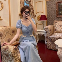 Summer French style gentle wind comeback ancient cashew slim temperament palace windy dress with long and sweet princess dresses