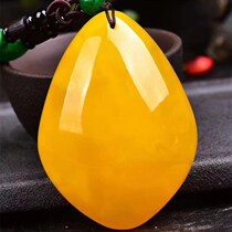 Natural old beeswax pendant amber raw ore chicken oil yellow nothing brand water drop with mens necklace sweater chain