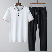 Summer short sleeve T-shirt male clothes polo shirt loose blouses middle-aged and old dads summer clothing casual sports suit