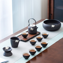 Jingdezhen black pottery girder Teapot Kung Fu tea set Home office living room guest ceramic gift box