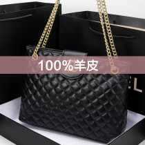  Womens bag brand name 2021 new trendy small fragrant lingge chain bag Shannon leather big messenger bag