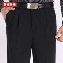 Autumn and winter middle-aged mens trousers dad thick casual pants plus fat plus size loose middle-aged double pleated trousers