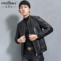 Mens leather jacket 2021 new leather jacket short sheepskin baseball collar youth camouflage down jacket tide tide