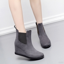 2020 new spring and autumn fashion rain shoes plus cotton women short tube slope heels Korean version of rain boots non-slip water shoes adult high heel