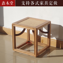 Old elm paint-free square stool small stool low stool small bench concave stool small wooden stool modern Chinese solid wood bench
