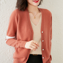 Knitted cardiovert 100 pure mountain cashmere sweatshirt autumn winter new outfitting V collar big code loose short fur coat jacket