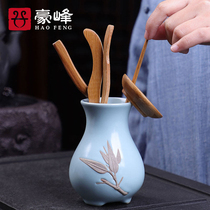 Haofeng Ru Kiln Tea Ceremony Six Gentlemen Set Household Kung Fu Tea Set Tea Ceremony Accessories Tea Clip Tea Spoon Bamboo Tea Plate