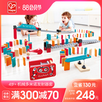 Hape Mechanical Domino Launcher Set Kids Baby Puzzle Dominoes Building Blocks Wooden Toys Boy Girl