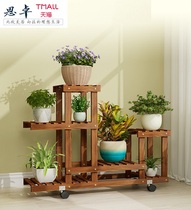 Fancy living room simple modern anticorrosive wood frame floating window flower shelf living room floor-standing European multi-layer solid wood