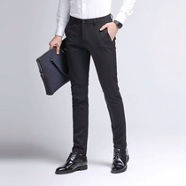High-end slim foot stretch pants mens fashion business solid color boutique casual pants Professional free-ironing wild trousers