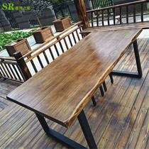 Nordic Solid Wood Table Rectangular Tea Table Iron Art Retro Long Table Loft Industrial Wind Office Conference Table Large Table