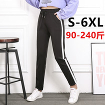 Plus Fat Increase Code Autumn Winter Style High Waist Display Slim Sports Pants Woman Fat MM200 Catty Casual Pants Loose Kharen Long Pants