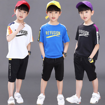 Boys Summer Dress Set 2021 New Handsome Childrens Clothing Short Sleeve Sports Two-Piece Summer Handsome Tide