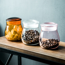  Porcelain color beauty glass storage jar with lid Transparent coffee beans Coffee powder storage jar Sugar cube tea storage jar