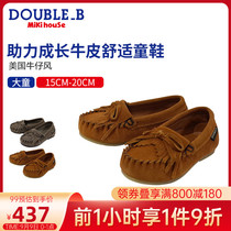 Comfortable Four Seasons boat shoes Mikihouse Double_ B black bear American cowhide new collection