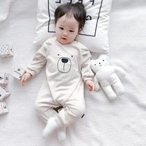 ins Baby clothes spring Korean baby cute cartoon one-piece sweater Newborn baby Hayi climbing suit spring