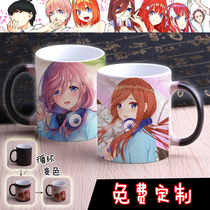 Five-quarter brides water cup Nakano Sanpoi same style cartoon surrounding secondary ceramic discoloration cup
