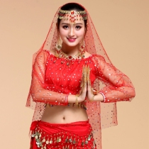 New Indian dance performance accessories belly dance color point long sleeve headgear necklace earrings nail cover bracelet