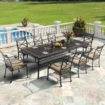 Outdoor cast aluminum table and chair combination Outdoor leisure furniture Villa club Courtyard bed and breakfast large dining table 57-piece set