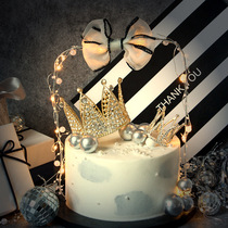 Net red cake decoration arch iron Pearl bow cake decoration party dessert table decoration flag planting