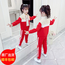 Girls suit autumn 2021 new foreign style children and little girls leisure sports spring and autumn cotton two-piece set