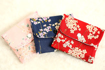 Japanese and wind small bag sanitary napkin storage bag aunt towel storage bag cushion bamboo flower