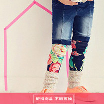 Spot] Hanyi pony ㊣ Korea imported childrens clothing amber girl flower stitching jeans