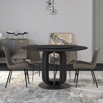 Italian light luxury round dining table and chair combination Nordic household small apartment minimalist light luxury style 4 6 People designer dining table