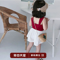 Girl vest outside wearing summer Modale thin Ocean Qi Children Female Ice Silk Beauty Back Small Harnesses Pure Cotton Short blouses