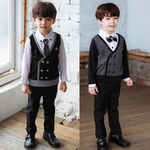 Boy handsome fake two-piece shirt black pants set British Academy host dress suit birthday tide
