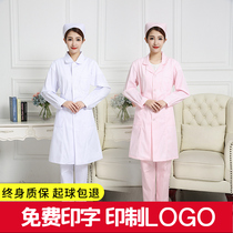 Nurse overalls female baby collar dress collar White pink coat long sleeve short sleeve pharmacy beauty round neck set