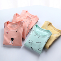 Children's cotton long sleeve autumn shirt boys and girls round neck shirt girls boys cotton autumn and winter bottoming shirt