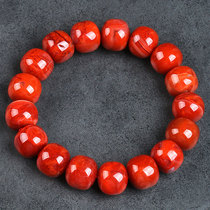 69 47g high quality-oil bright] persimmon red full color Old South red agate bracelet