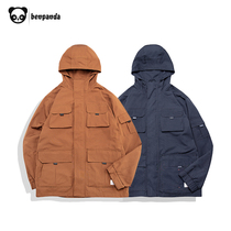 Panda this autumn jacket jacket mens fashion brand hooded multi-pocket frock loose stormtrooper