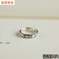 S990 sterling silver ring female handmade silver matte small fish opening personality ring simple fashion food finger ring