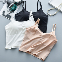 Summer cotton camisole vest women long anti-light underwear bra female with chest pad wrap chest chest base shirt