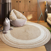 Japanese jute carpet round design of simple study sofa carpet design sense Nordic living room tea mat
