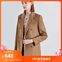 Lily new womens style camel loose wide wool commuter lapel casual suit 2916