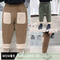 2020 Winter Dress New Children Light Core Suede Pants Boy Baby Gafu Thickened Casual Long Pants Kiddie Autumn And Winter Tide