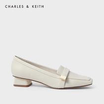 CHARLESKEITH SPRING AND SUMMER WOMENS SHOES CK1-60580198 WOMENs METAL DECORATIVE SQUARE HEAD LOAFERS