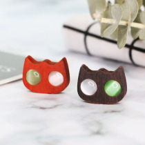 Cat necklace choker pendant sandalwood inlaid cats eye stone jewelry handmade cute birthday girl gift