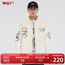 (WUT official store) Winter Series Original Design high density embroidery logo glutinous rice white oil painting sense baseball uniform