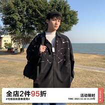 OFFBORD splashing ink print long sleeve shirt men loose spring and autumn minority design casual shirt ins handsome tide
