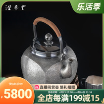 Cloud Art Hall Silver Pot Pure Silver 999 Burnt Kettle Han Style Retro Handhammer Tattooybeam Teapot for home large capacity teapot