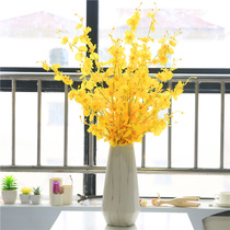 Yellow dancing orchid simulation bouquet plastic silk flower arrangement fake flower interior decoration flower dry flower decoration living room decoration