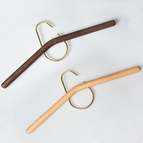Solid Wood clothes hanger simple brass storage balcony creative drying rack Nordic suit hanger wide shoulder hanger support