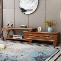 Solid wood new TV cabinet modern minimalist coffee table telescopic locker new Chinese floor cabinet living room small apartment film and television