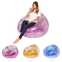 Home outdoor inflatable transparent sofa lazy sofa bedroom recliner children lunch break sequin air cushion sofa chair