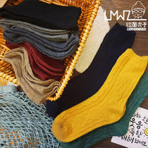 Ramen meatballs autumn and winter thickened warm wool socks retro Nordic style stockings solid color bottoming womens socks